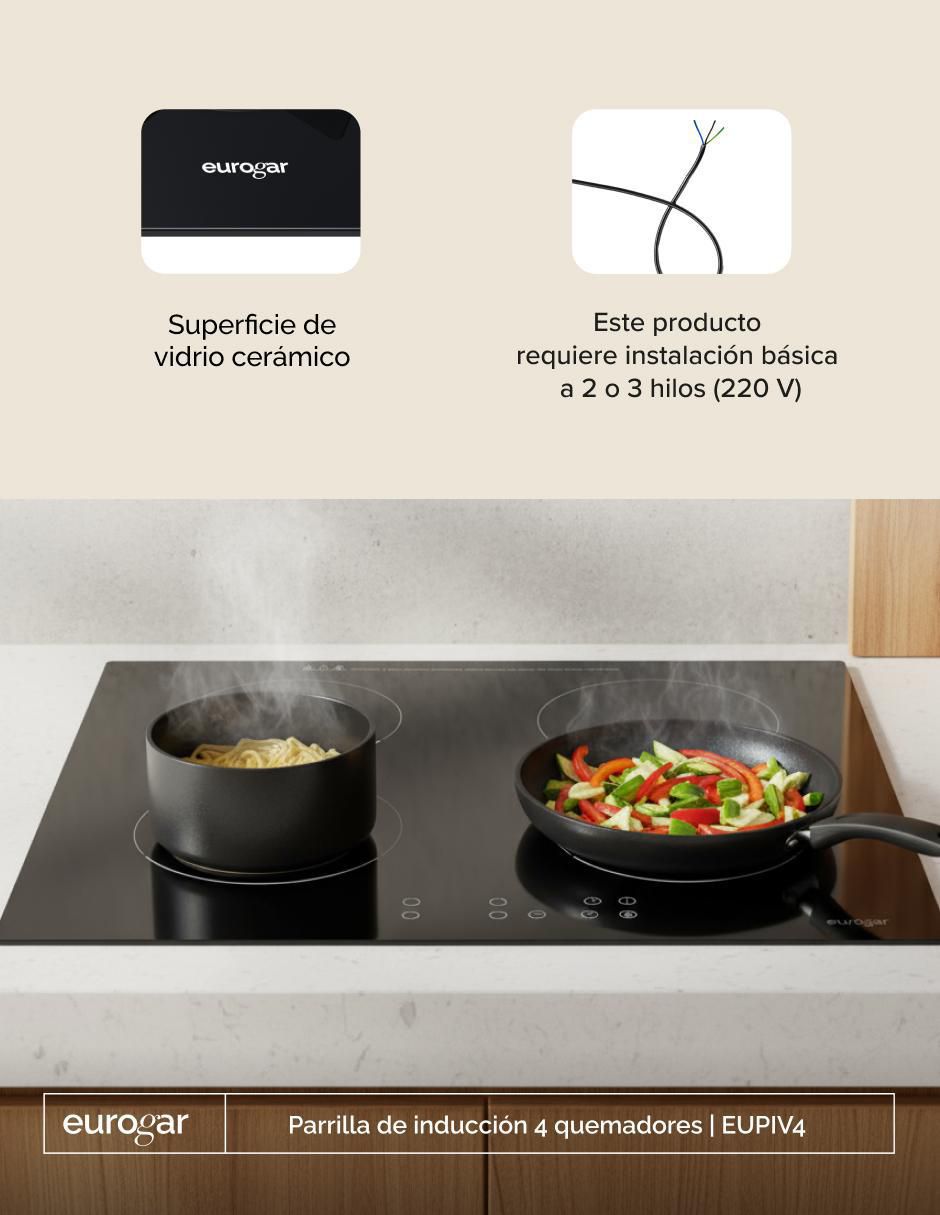 Parrilla de inducción EUPIV4 de vidrio templado 3