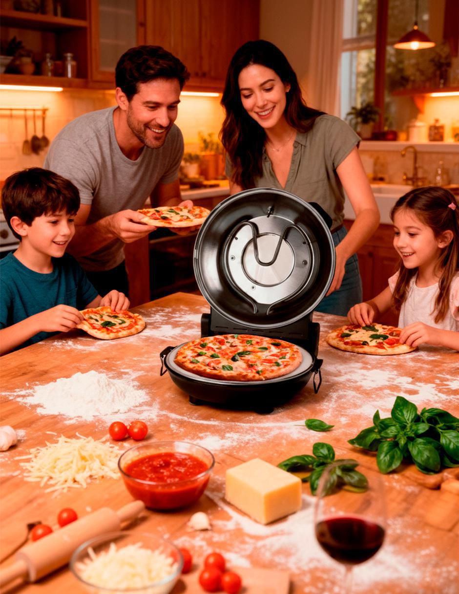 Mini horno para pizza con tapa de acero inoxidable 9