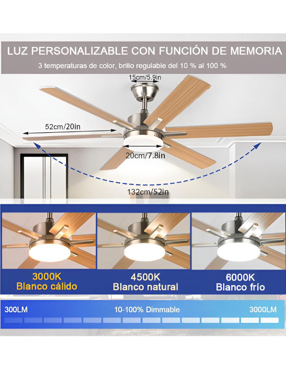 Ventilador de techo con control remoto 6 velocidades 4