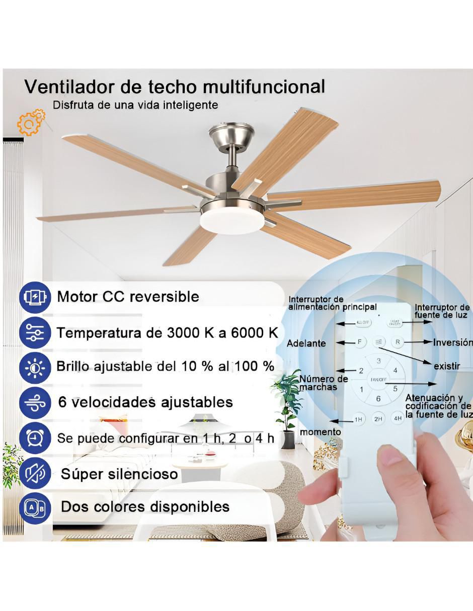 Ventilador de techo con control remoto 6 velocidades 3