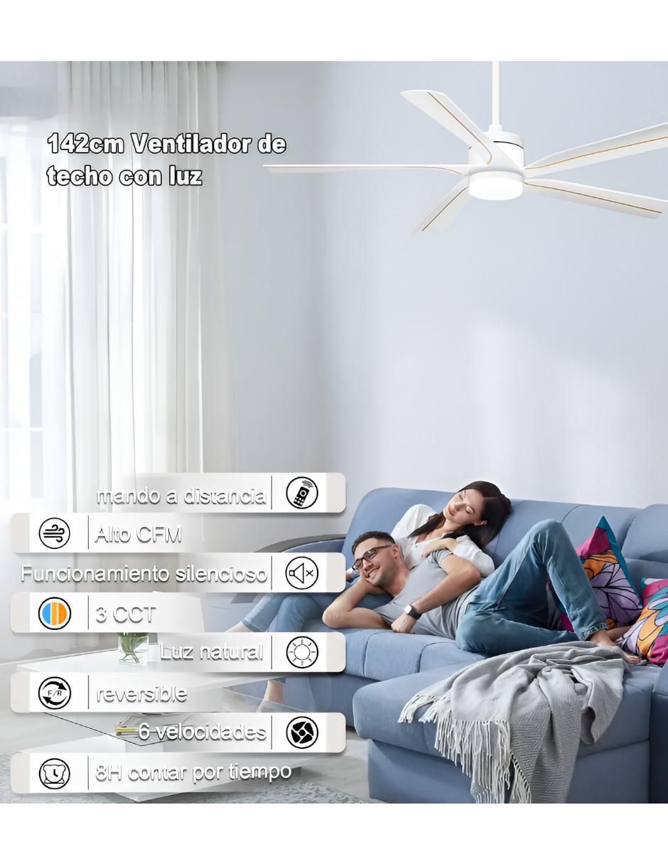Ventilador de techo con control remoto 6 velocidades 3