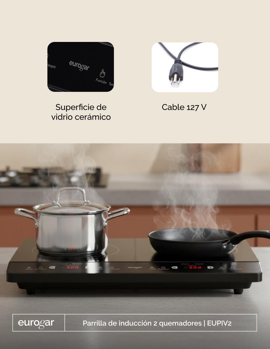 Parrilla de inducción Eupiv2 de acero inoxidable 3