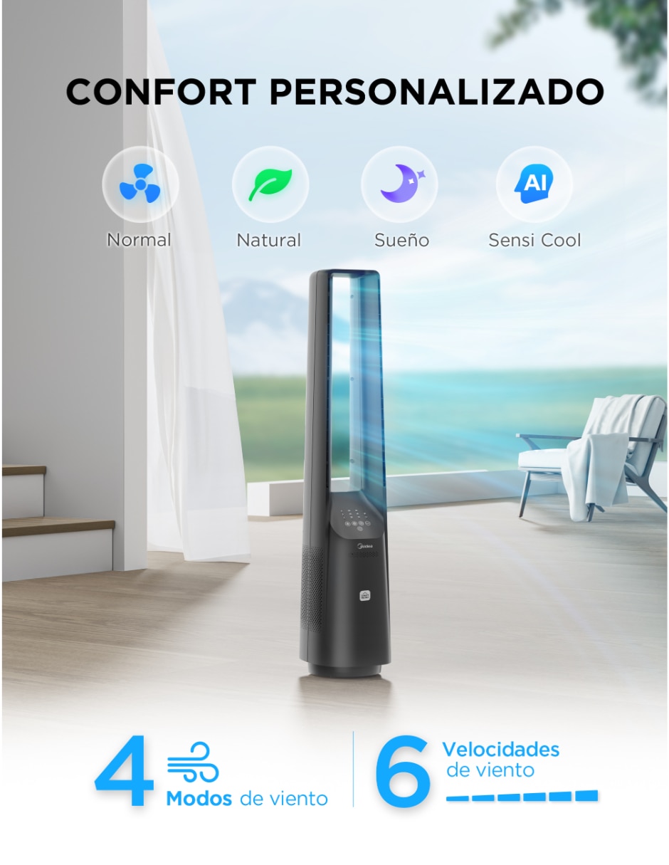 Ventilador de pedestal con control remoto 6 velocidades 10