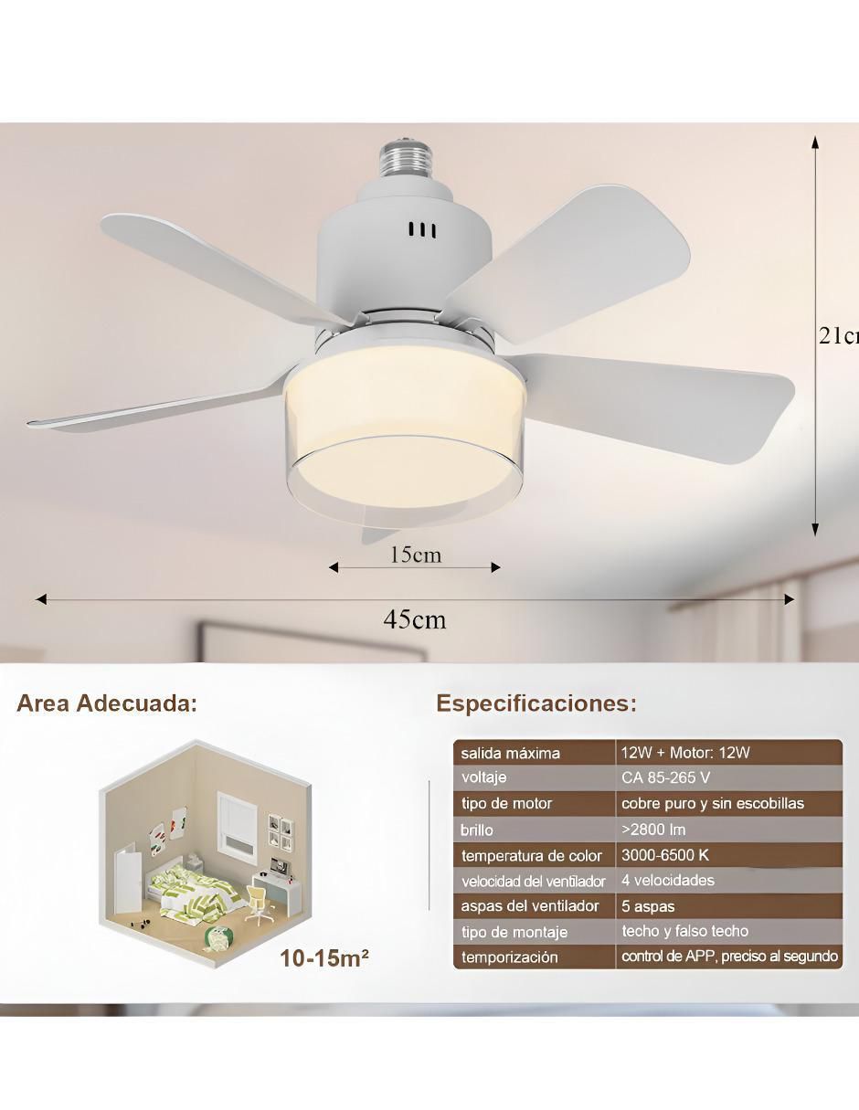 Ventilador de techo con control remoto 3 velocidades 4