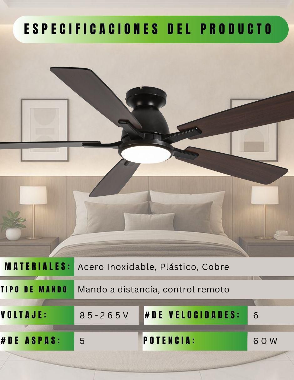 Ventilador de techo con control 6 velocidades 2