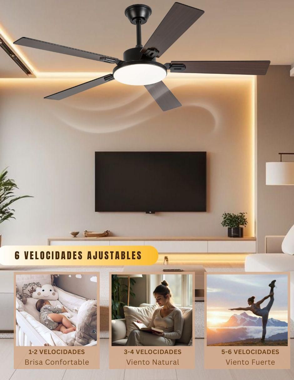 Ventilador de techo con control remoto 6 velocidades 4