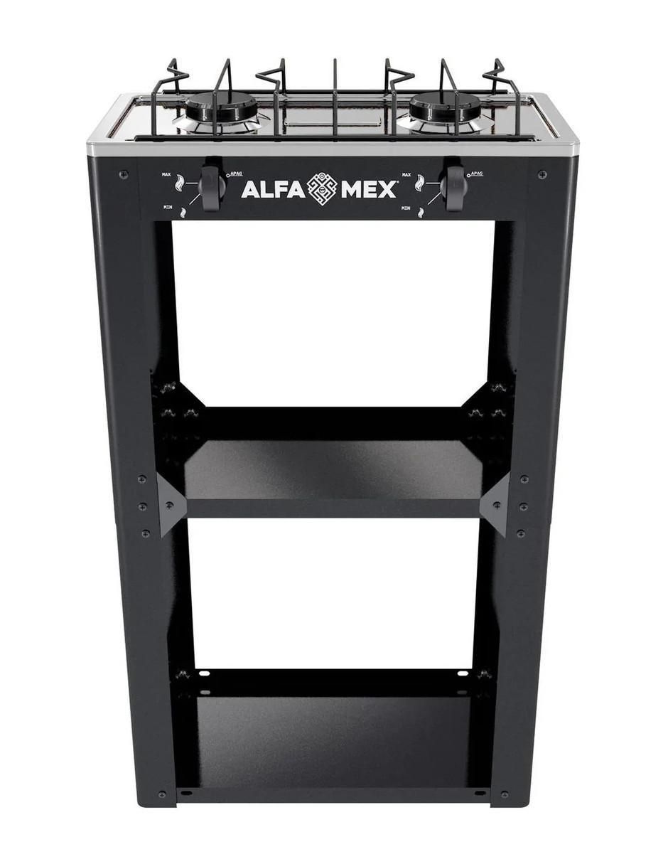 Parrilla de gas 704-4 negro de acero inoxidable