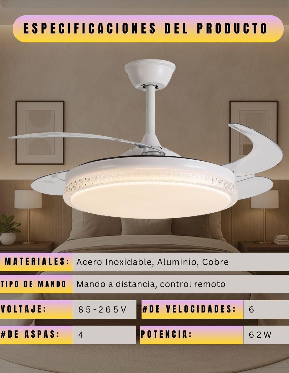 Ventilador de techo  con control remoto 6 velocidades 2
