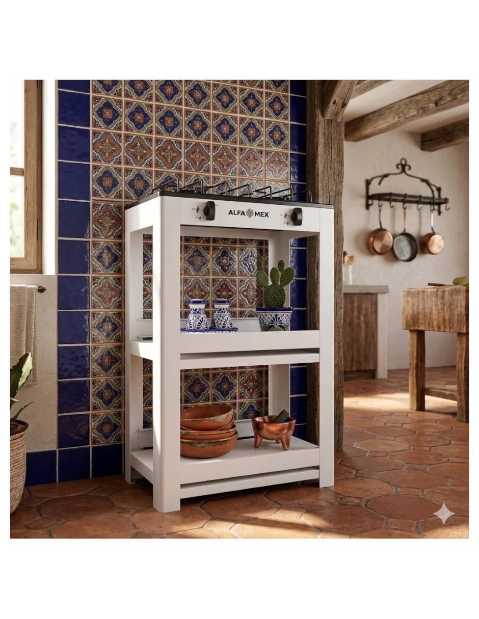 Parrilla de gas 403-6-blanco de acero porcelanizado 4