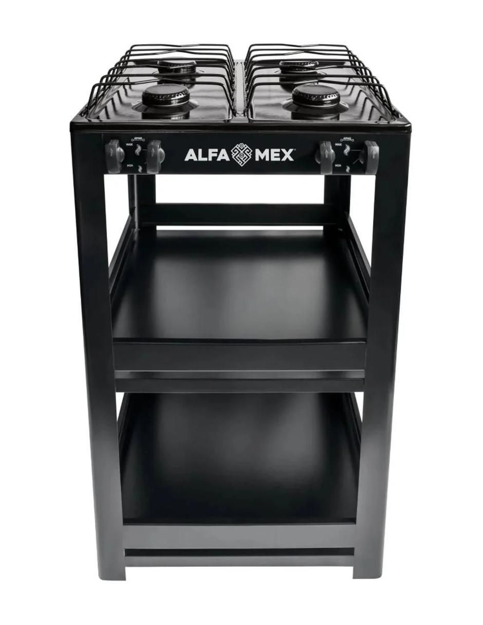 Parrilla de gas 411-4-negro de acero porcelanizado