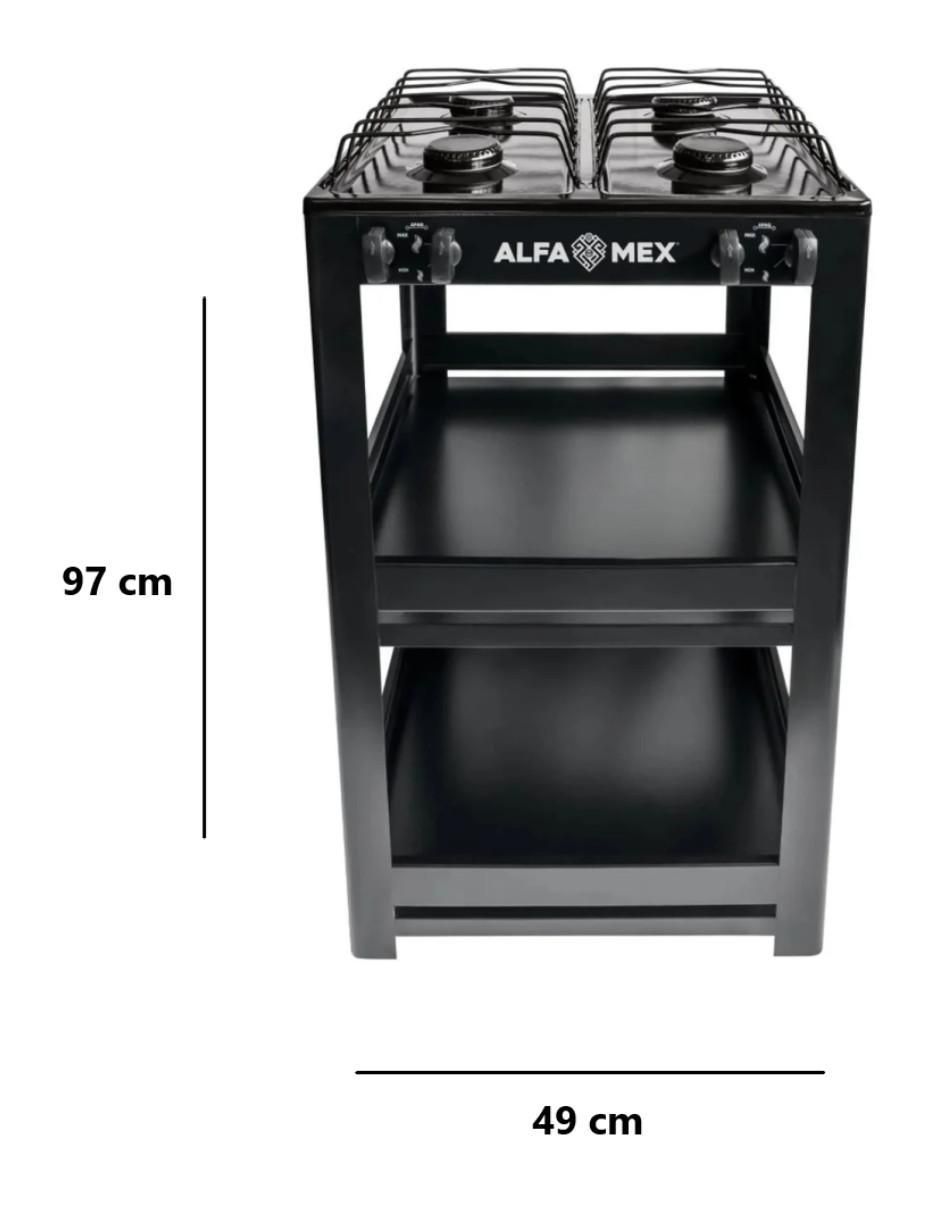 Parrilla de gas 411-4-negro de acero porcelanizado 4