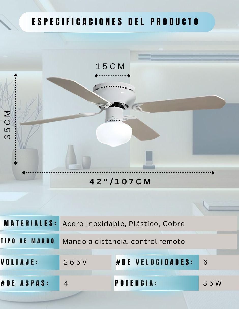 Ventilador de techo con control remoto 6 velocidades 4
