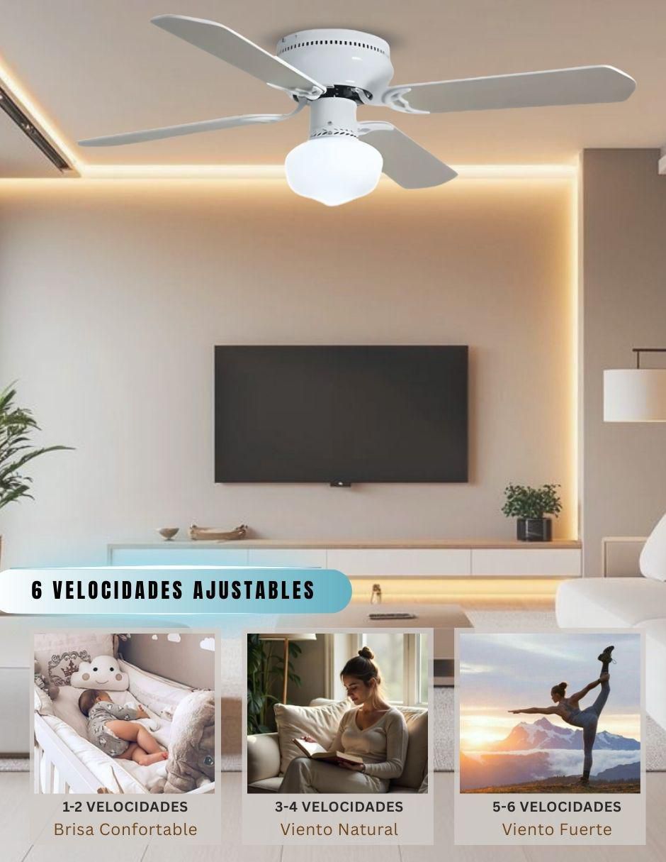 Ventilador de techo con control remoto 6 velocidades 6